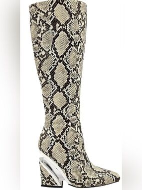 Snakeskin Print (faux) Tall boots- Beige Black